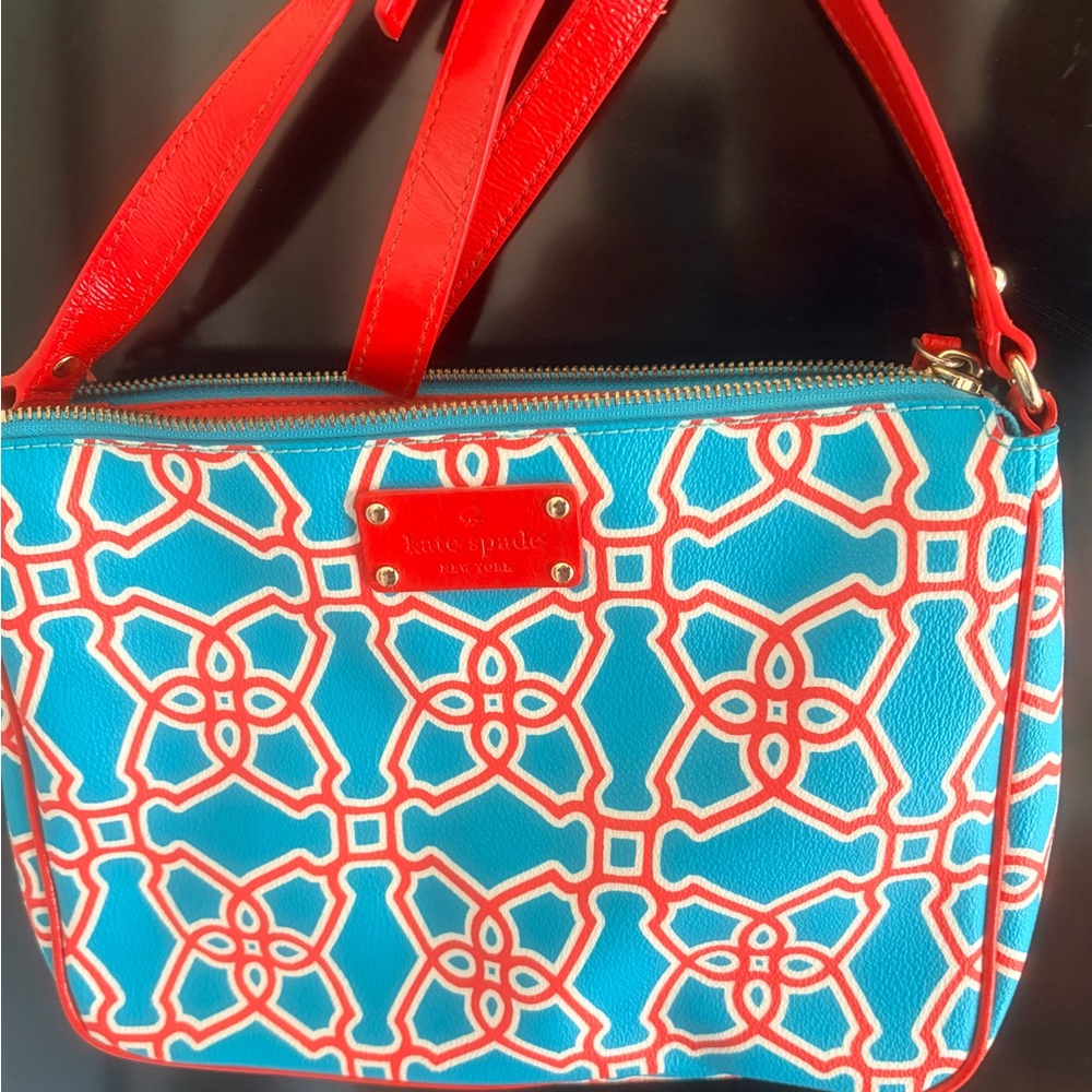 Kate Spade ♠️ Blue and Red Geometric Crossbody Bag
